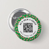 Roze Groene Leopard Bachelorette Party QR Betaling Ronde Button 5,7 Cm (Voorkant /achterkant)