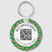 Roze Groene Leopard Bachelorette Party QR Betaling Sleutelhanger (Achterkant)