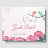 roze groene liefde bloemen gastenboek (Voorkant)