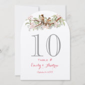 Roze & Groene Liefdesvogels Bruiloft Tafel Nummerk Kaart (Voorkant)