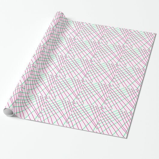 Roze groene lijnen, Kinder kunst, geometrische sch Cadeaupapier (Uitgerold)