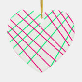 Roze groene lijnen, Kinder kunst, geometrische sch Keramisch Ornament (Voorkant)