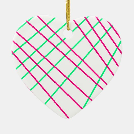 Roze groene lijnen, Kinder kunst, geometrische sch Keramisch Ornament (Voorkant)