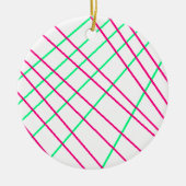 Roze groene lijnen, Kinder kunst, geometrische sch Keramisch Ornament (Voorkant)