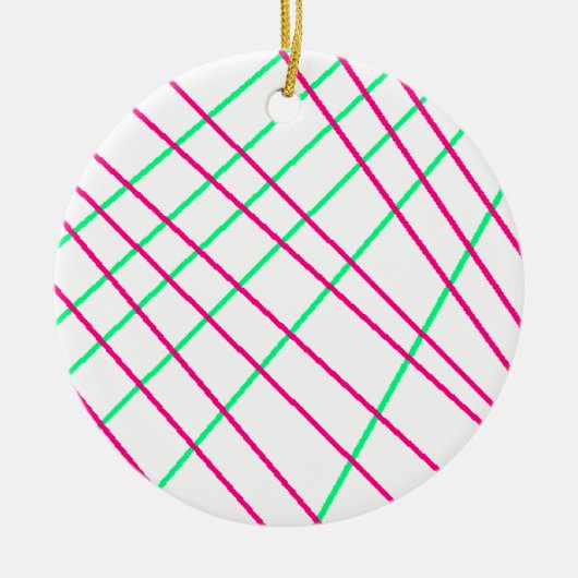 Roze groene lijnen, Kinder kunst, geometrische sch Keramisch Ornament (Voorkant)
