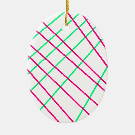 Roze groene lijnen, Kinder kunst, geometrische sch Keramisch Ornament (Voorkant)