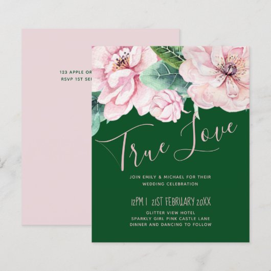  roze groene loftrompet van Floral (Voorkant / Achterkant)