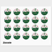  roze groene loftrompet van Floral Ronde Sticker (Vel)