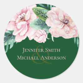  roze groene loftrompet van Floral Ronde Sticker