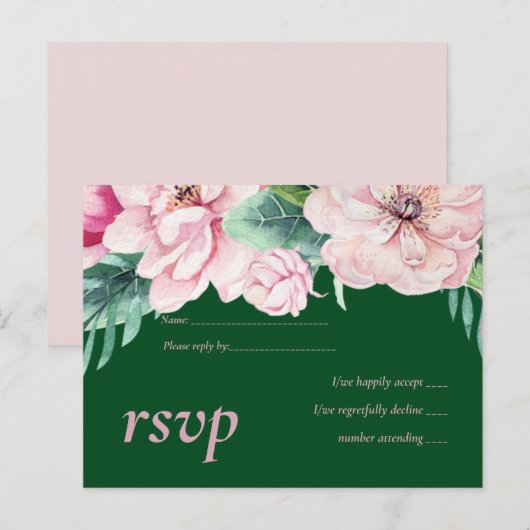  roze groene loftrompet van Floral Uitnodiging Briefkaart (Voorkant / Achterkant)