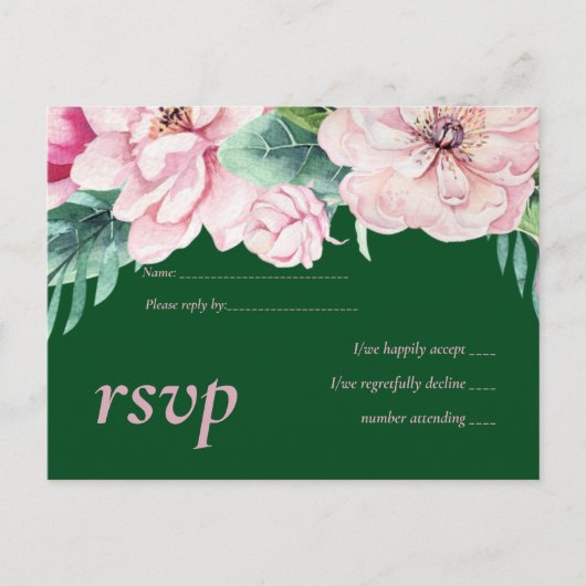 roze groene loftrompet van Floral Uitnodiging Briefkaart (Voorkant)