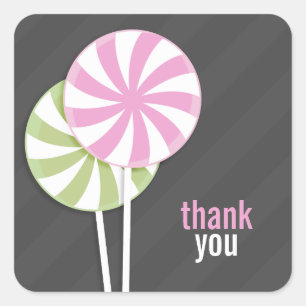 Roze & Groene Lollipop Dank u Stickers