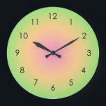 Roze groene loopgradiënt roze grote klok<br><div class="desc">Prachtige digitale waterverf Roze Peach Green gradiënt ombre design. Gradiënt zomercadeaus.</div>