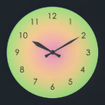 Roze groene loopgradiënt roze grote klok<br><div class="desc">Prachtige digitale waterverf Roze Peach Green gradiënt ombre design. Gradiënt zomercadeaus.</div>