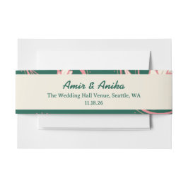 Roze Groene Lotus Lantaarns Indiase bruiloft Menu Uitnodigingen Wikkel