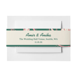 Roze Groene Lotuslantaarns Indiaas Bruiloftsmenu Uitnodigingen Wikkel