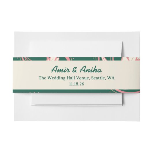 Roze Groene Lotuslantaarns Indiaas Bruiloftsmenu Uitnodigingen Wikkel (Voorkant Voorbeeld)