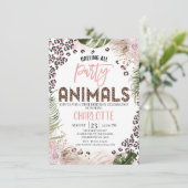 Roze Groene Luipaardprint Safari 1e Verjaardag Kaart (Staand voorkant)