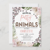 Roze Groene Luipaardprint Safari 1e Verjaardag Kaart (Voorkant)