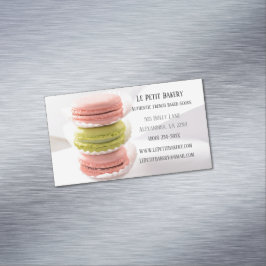 Roze Groene Macarons Food Pastry Chef Bakkerij Bak Magnetisch Visitekaartje