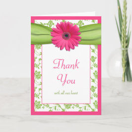 Roze Groene Madeliefjes Bloemen Trouw Trouwkaart B Bedankkaart