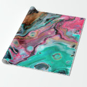 Roze & Groene marmer Cadeaupapier (Uitgerold)