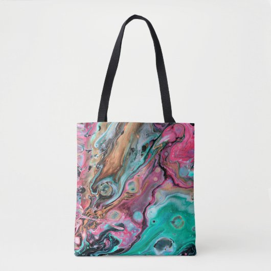 Roze & groene marmer tote bag (Voorkant)