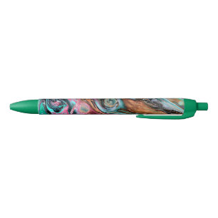 Roze & Groene marmer Zwarte Inkt Pen