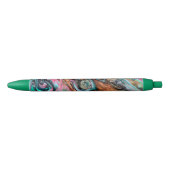 Roze & Groene marmer Zwarte Inkt Pen (Voorkant)