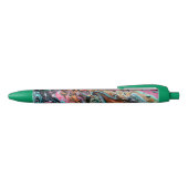 Roze & Groene marmer Zwarte Inkt Pen (Bovenkant)