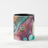 Roze & groene marmeren monogram mok (Midden)