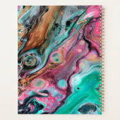 Roze & groene marmeren monogram planner (Achterkant)