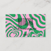 Roze groene marmeren streep modern minimalistisch visitekaartje (Voorkant)