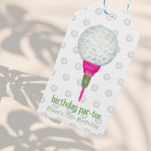 Roze Groene Masters Golf Verjaardagsfeest Cadeaulabel