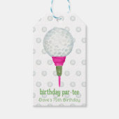 Roze Groene Masters Golf Verjaardagsfeest Cadeaulabel (Voorkant)