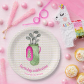 Roze Groene Masters Golf Verjaardagsfeest Papieren Bordje (Feest)