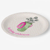 Roze Groene Masters Golf Verjaardagsfeest Papieren Bordje (Gekanteld)