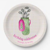 Roze Groene Masters Golf Verjaardagsfeest Papieren Bordje (Voorkant)