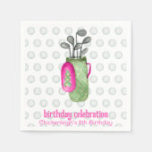 Roze Groene Masters Golf Verjaardagsfeestuitnodigi Servet (Voorkant)