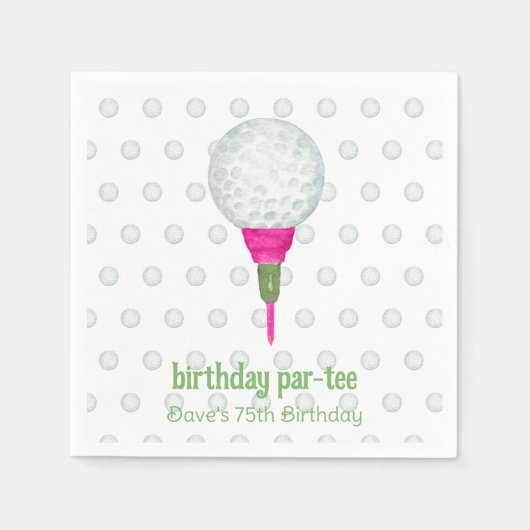 Roze Groene Masters Golf Verjaardagsfeestuitnodigi Servet (Voorkant)