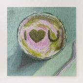 Roze Groene Matcha Love Tea Art Modern Stilleven B Legpuzzel (Verticaal)