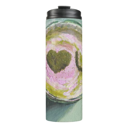 Roze Groene Matcha Love Tea Art Modern Stilleven B Thermosbeker (Voorkant)