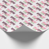 Roze groene Mauve Paw en Heart Design Cadeaupapier (Hoek)