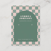 Roze Groene Mid Century Moderne Boog Oorbel Displa Visitekaartje (Voorkant)