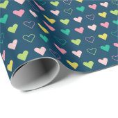 Roze groene minimalistische geometrische harten cadeaupapier (Rol Hoek)