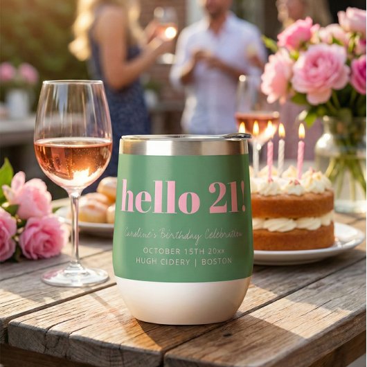 Roze Groene Moderne 21e Verjaardag Custom