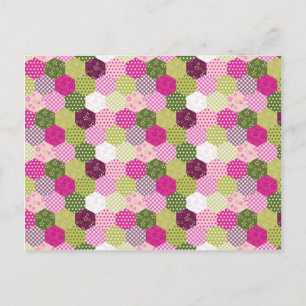  roze groene multiculturele patchwork Quilt Design Briefkaart