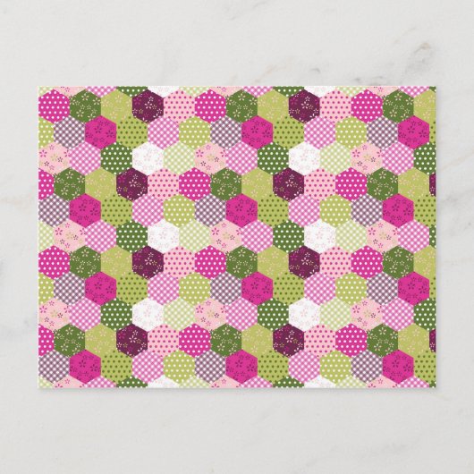  roze groene multiculturele patchwork Quilt Design Briefkaart (Voorkant)