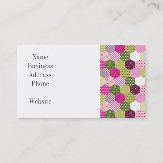 roze groene multiculturele patchwork Quilt Design Visitekaartje (Voorkant)