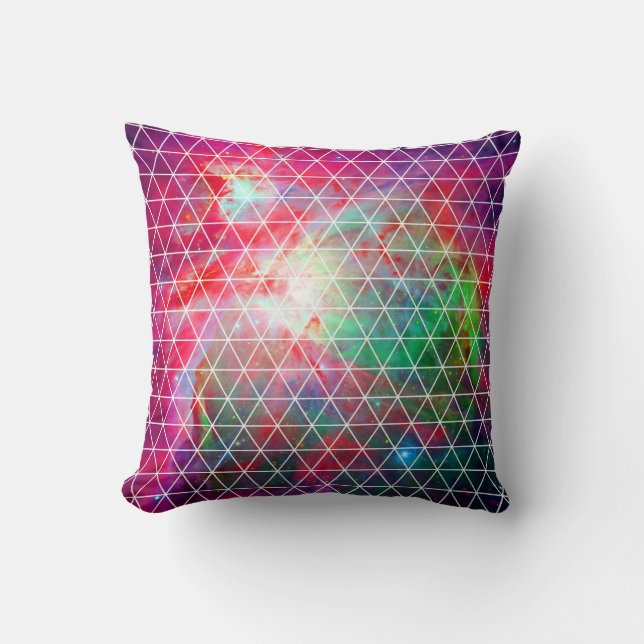 Roze groene Nebula Net Pattern Kussen (Voorkant)